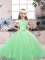 Ball Gowns Lace and Belt Kids Pageant Dress Lace Up Tulle Sleeveless Floor Length