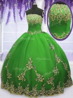 Cute Strapless Sleeveless Tulle Sweet 16 Quinceanera Dress Appliques Zipper(SKU PSSW028-23BIZ)