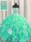 Sweetheart Sleeveless Organza and Sequined Quinceanera Gowns Beading and Ruffles and Sequins Lace Up