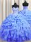 Beautiful Blue Ball Gowns Organza Sweetheart Sleeveless Beading and Ruffles and Pick Ups Floor Length Lace Up 15 Quinceanera Dress