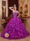 Crediton Devon Purple For Stylish Quinceanera Dress With Organza Beading Decorate Bust and Ruched Bodice