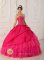 Lovely Beading Hot Pink Quinceanera Dress For Bay City Michigan/MI Strapless Organza and Taffeta Gown