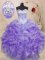 Lavender Ball Gown Prom Dress Military Ball and Sweet 16 and Quinceanera with Beading and Ruffles Sweetheart Sleeveless Lace Up