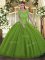 Tulle Backless Scoop Sleeveless Floor Length Quince Ball Gowns Beading
