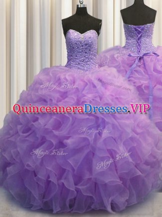 Sleeveless Beading and Ruffles Lace Up Sweet 16 Dresses
