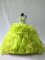 Most Popular Yellow Green Scoop Lace Up Beading and Ruffles Sweet 16 Dresses Sleeveless
