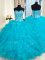 Sleeveless Lace Up Floor Length Beading and Ruffles 15th Birthday Dress