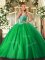 Green Straps Lace Up Beading Quinceanera Gown Sleeveless