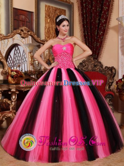 Criccieth Gwynedd Modest Multi-color Sweetheart Quinceanera Dress with Tulle Beading In - Click Image to Close