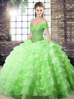 Fantastic Off The Shoulder Sleeveless Brush Train Lace Up 15th Birthday Dress Organza(SKU SJQDDT2098002-12BIZ)
