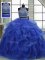 Royal Blue Lace Up Sweet 16 Quinceanera Dress Beading and Ruffles Sleeveless Floor Length