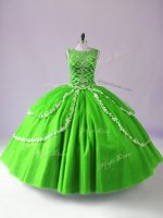 Green Ball Gowns Scoop Sleeveless Tulle Floor Length Zipper Beading and Appliques Vestidos de Quinceanera(SKU PSSW0754-7BIZ)