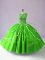 Green Ball Gowns Scoop Sleeveless Tulle Floor Length Zipper Beading and Appliques Vestidos de Quinceanera