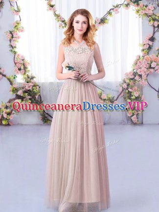 Chic Scoop Sleeveless Side Zipper Dama Dress Pink Tulle