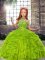 Graceful Floor Length Custom Made Pageant Dress Tulle Sleeveless Beading and Ruffles