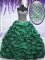 Dynamic Dark Green Ball Gowns Sweetheart Sleeveless Taffeta Floor Length Lace Up Beading and Sequins and Pick Ups Quinceanera Gowns