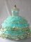 Nice Scoop Sleeveless Lace Up Sweet 16 Quinceanera Dress Aqua Blue Organza