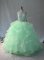 Dazzling Apple Green Sleeveless Beading and Ruffles Floor Length Vestidos de Quinceanera
