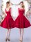 Eye-catching Red Quinceanera Court Dresses Prom and Party and Wedding Party with Ruching Scoop Sleeveless Zipper