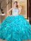 Sleeveless Embroidery and Ruffles Lace Up Vestidos de Quinceanera