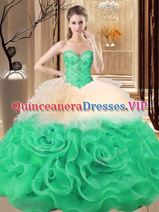 Delicate Multi-color Sleeveless Floor Length Beading and Ruffles Lace Up Quinceanera Gowns
