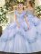 High End Lavender Sleeveless Tulle Clasp Handle Quinceanera Dresses for Military Ball and Sweet 16 and Quinceanera