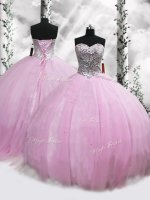 Designer Lilac Ball Gowns Tulle Sweetheart Sleeveless Beading Lace Up Quinceanera Dress Brush Train(SKU PSSW0675BIZ)