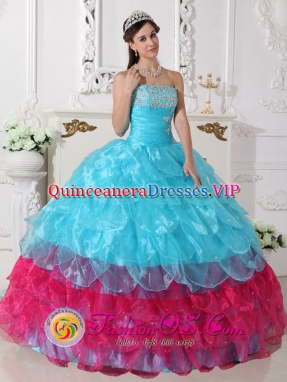 Yazoo City Mississippi/MS Popular Appliques embellishment Multi-color Quinceanera Dresses - Click Image to Close