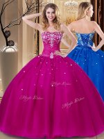 Tulle Sleeveless Floor Length Quinceanera Dress and Beading and Embroidery(SKU YSQD067BIZ)