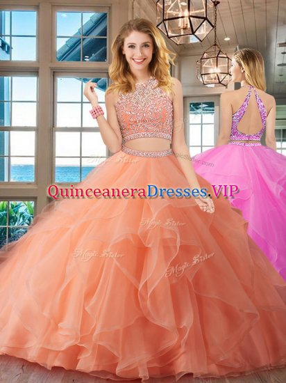 Beauteous Scoop Sleeveless Backless Floor Length Beading and Ruffles Sweet 16 Dresses - Click Image to Close