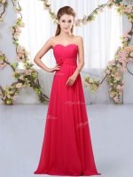 High Class Hot Pink Lace Up Quinceanera Dama Dress Hand Made Flower Sleeveless Floor Length