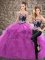 Purple Sleeveless Embroidery and Ruffles Lace Up 15th Birthday Dress
