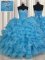 Beautiful Baby Blue Sleeveless Beading and Ruffles Floor Length Sweet 16 Quinceanera Dress