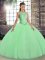 Green Sleeveless Embroidery Floor Length Ball Gown Prom Dress