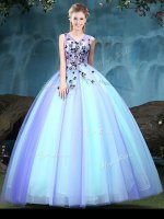 Smart Multi-color Tulle Lace Up Ball Gown Prom Dress Sleeveless Floor Length Appliques