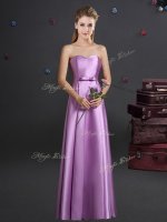 Noble Floor Length Empire Sleeveless Lilac Court Dresses for Sweet 16 Zipper