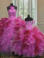 Multi-color 15 Quinceanera Dress Military Ball and Sweet 16 and Quinceanera with Beading and Ruffles Strapless Sleeveless Lace Up