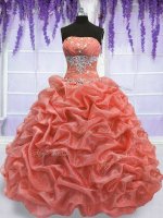 Artistic Floor Length Ball Gowns Sleeveless Watermelon Red and Coral Red Sweet 16 Dresses Lace Up(SKU PSSW084-1BIZ)