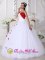 Allentown Pennsylvania/PA White and Red Sweetheart Neckline Quinceanera Dress With Hand Made Flowers Decorate