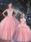 Noble Ball Gowns Quinceanera Gown Pink Sweetheart Tulle Sleeveless Floor Length Lace Up