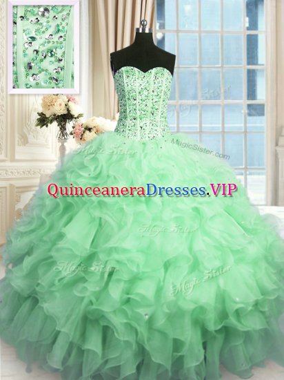 Sequins Floor Length Apple Green Quinceanera Dress Sweetheart Sleeveless Lace Up - Click Image to Close