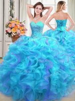 Free and Easy Multi-color Sleeveless Organza Lace Up Ball Gown Prom Dress for Military Ball and Sweet 16 and Quinceanera