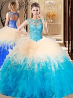 Fashionable Scoop Beading Sweet 16 Dress Multi-color Lace Up Sleeveless Floor Length