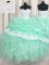 Extravagant Floor Length Apple Green 15th Birthday Dress Organza Sleeveless Beading and Ruffles and Pick Ups