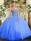 Sweetheart Sleeveless Lace Up 15 Quinceanera Dress Blue Organza and Tulle