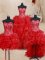 Sweet Four Piece Red Sweet 16 Dress Military Ball and Sweet 16 and Quinceanera with Beading and Ruffles Sweetheart Sleeveless Lace Up