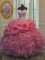 Glittering Pick Ups Sweetheart Sleeveless Lace Up Sweet 16 Dress Pink Organza