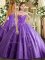 Lavender Sweetheart Neckline Appliques and Embroidery Vestidos de Quinceanera Sleeveless Lace Up