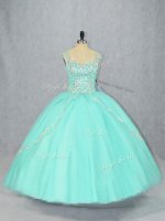 Brush Train Ball Gowns Quince Ball Gowns Apple Green Straps Tulle Cap Sleeves Lace Up(SKU PSSW0941BIZ)
