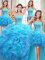 Hot Selling Four Piece Multi-color Sweetheart Lace Up Beading and Ruffles Ball Gown Prom Dress Sleeveless